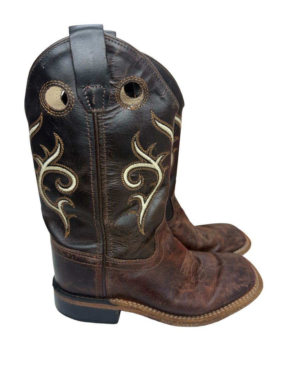 Old West Unisex Children's Cowhide Western Boots, Brown